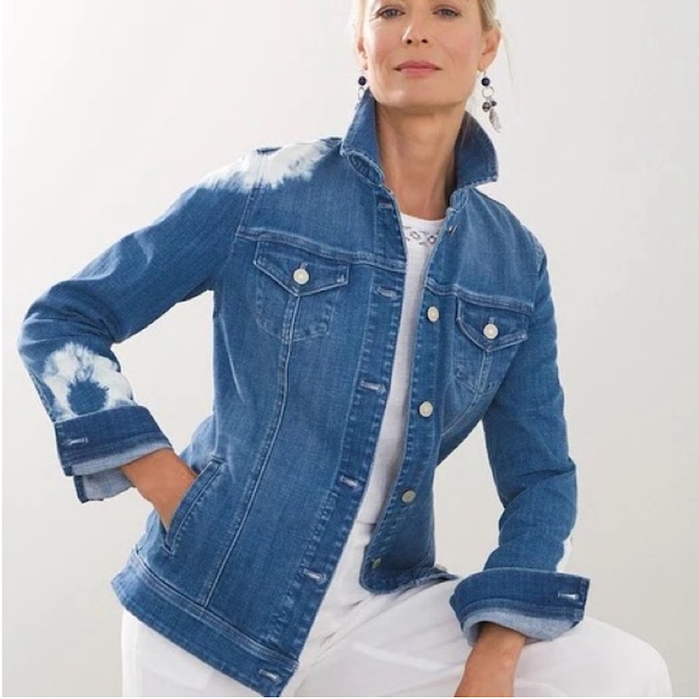 🆕CHICO’S 💙Tie Dye Comfy Denim Jacket - Picture 5 of 16
